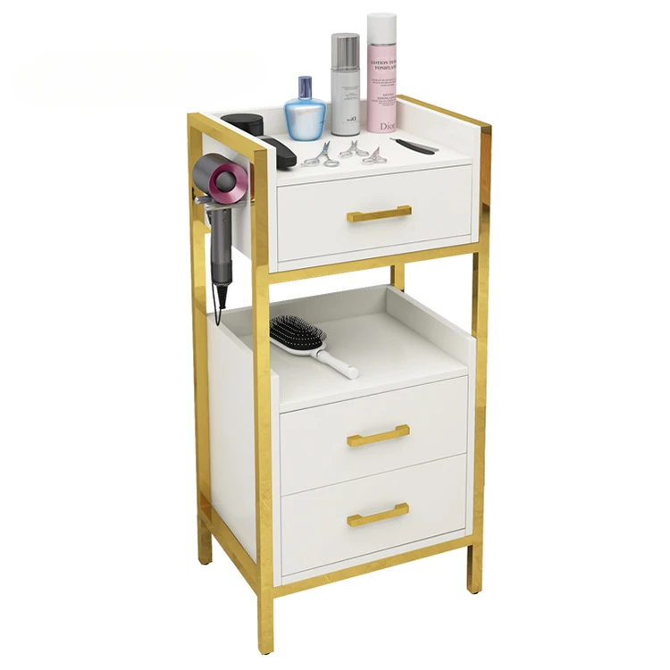 for Wallybeauty Beauty SPA Hair Salon Cabinet Rose Gold Drawers Salon Trolley Cart With Wheels