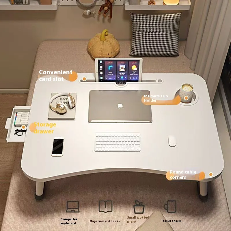 Laptop Bed Desk Table Tray Stand with Cup Holder/Drawer for Bed Sofa Couch Study Reading Writing  Portable Foldable Laptop Stand