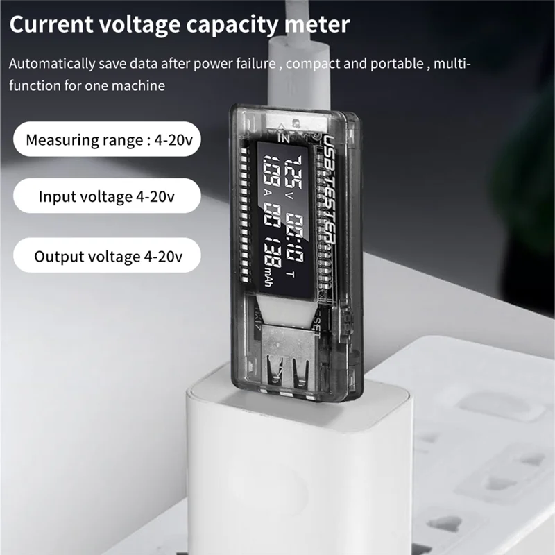 A21F-USB Tester Current Voltage Charger Capacity Tester Volt Meter Display USB Current Voltage Test Card Adapter Durable Easy To