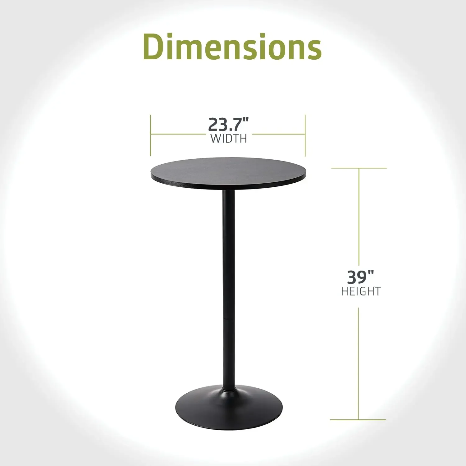 2 Pack Round Bar and Pub Table, Black