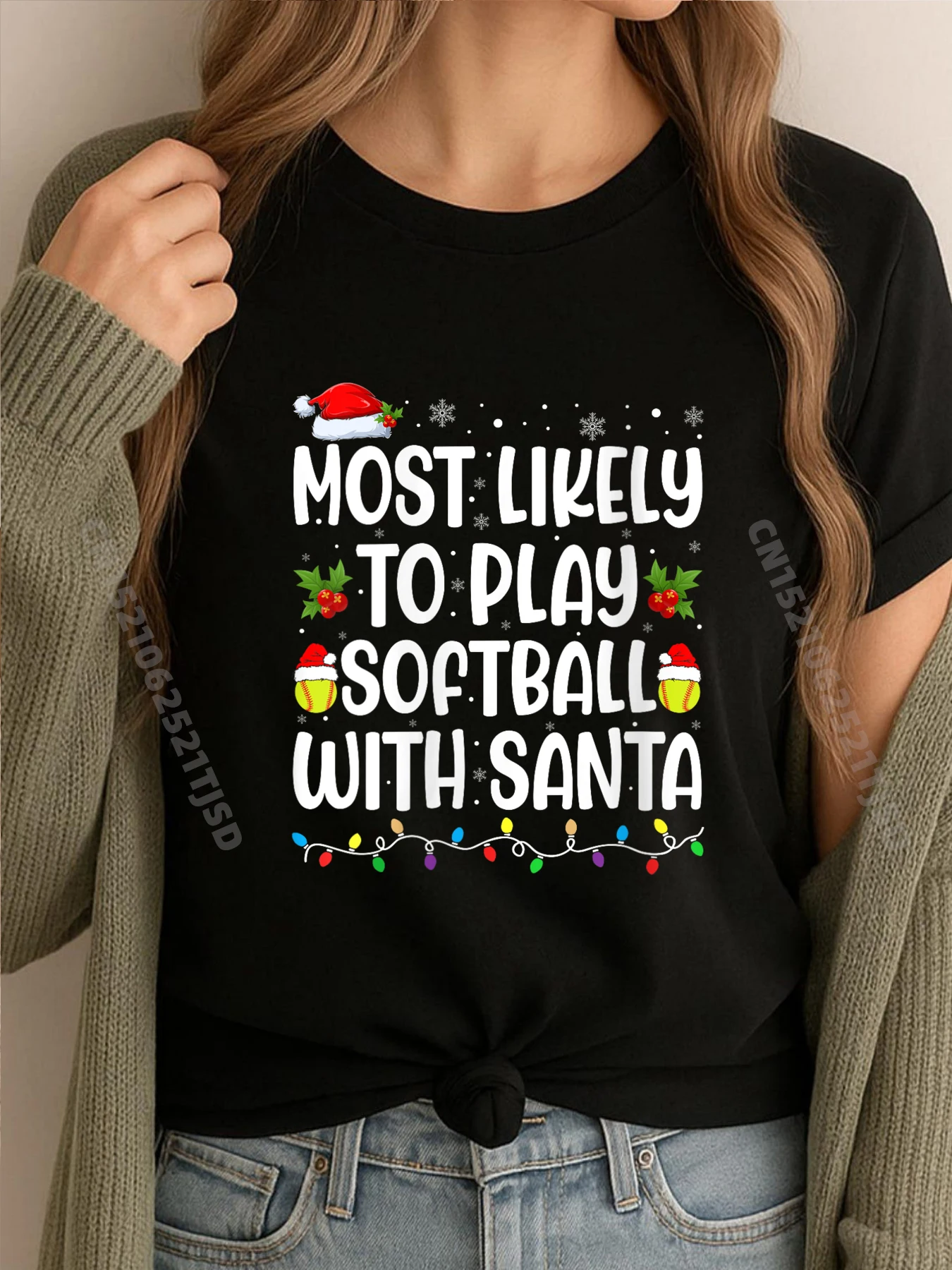 

Женская самая любимая играет в софтбол с Санта-Рождеством Софтбол Мужская дизайнерская футболка Мужская одежда в винтажном стиле