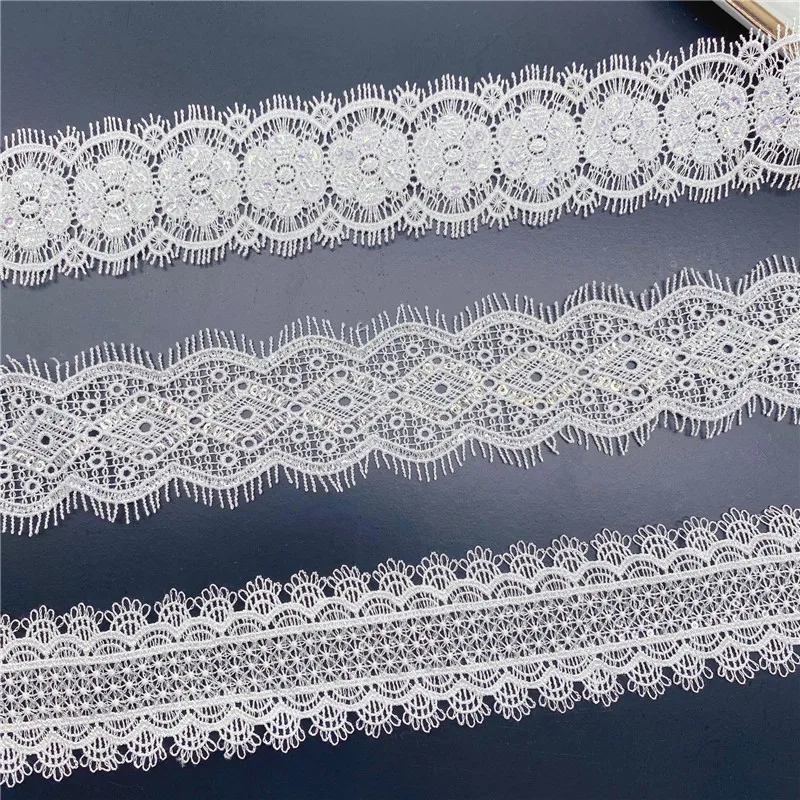 

20yards Sequin Eyelashes Lace Trim for DIY Crafts Wedding Dress Clothing Langeire Lace Material Handmade