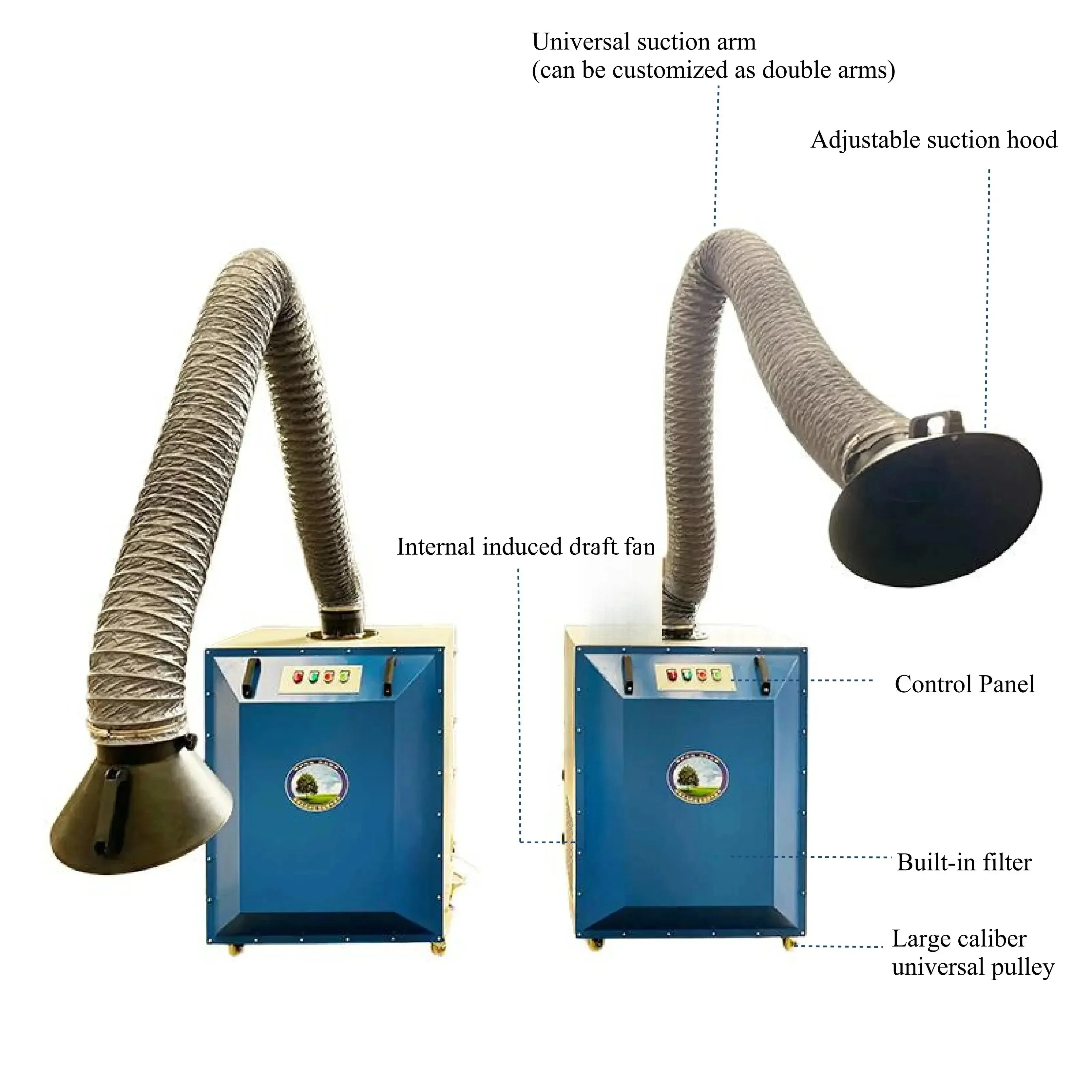 

Two Suction Arms Vacuum Cleaner High Negative Dust Collector Machine Cutting Soldering Fume Extractor Absorber Machine