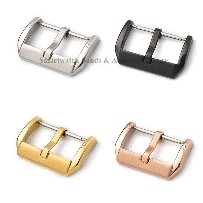 Metal Watch Buckle 12mm 14mm 16mm 18mm 20mm 22mm 24mm Leather Silicone Strap Clasp Polished Matte Pin Buckle Stainless Accessory