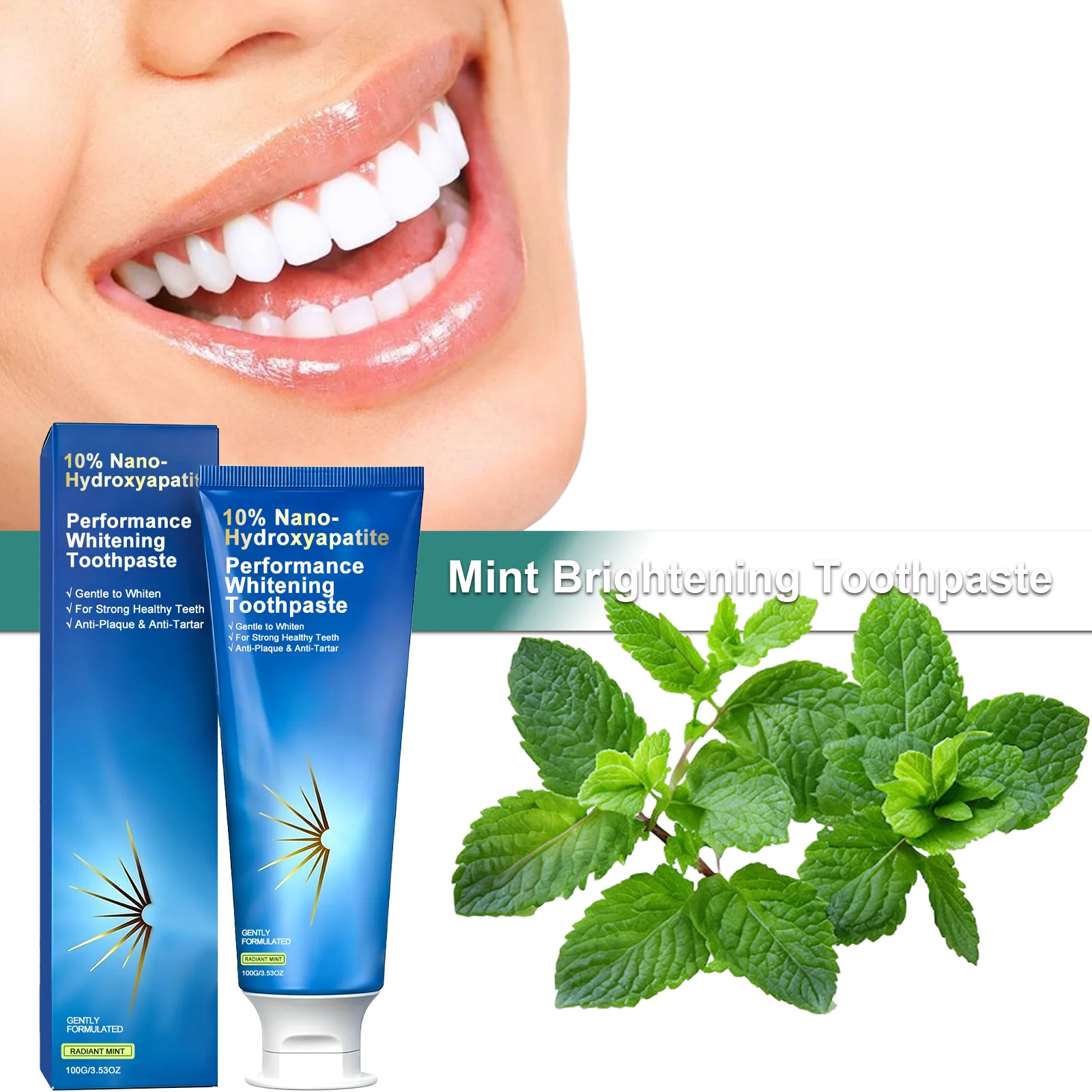 AMZ 100g Mint Toothpaste Fresh Mint Breath Gentle Cleansing Removes Stains Brightens Teeth Soothes Oral Cavity Daily Oral Care