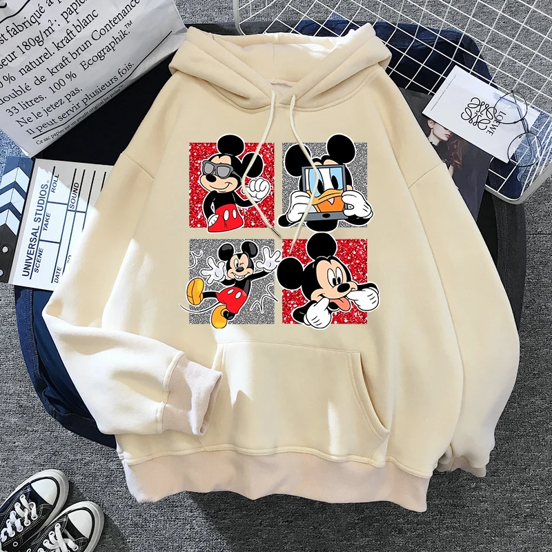 Y2K Minnie Disney Hoodie Crop Top Mickey Mouse Women Hoodies  Sweatshirt Kids Boys Girls Harajuku Streetwear Clothes