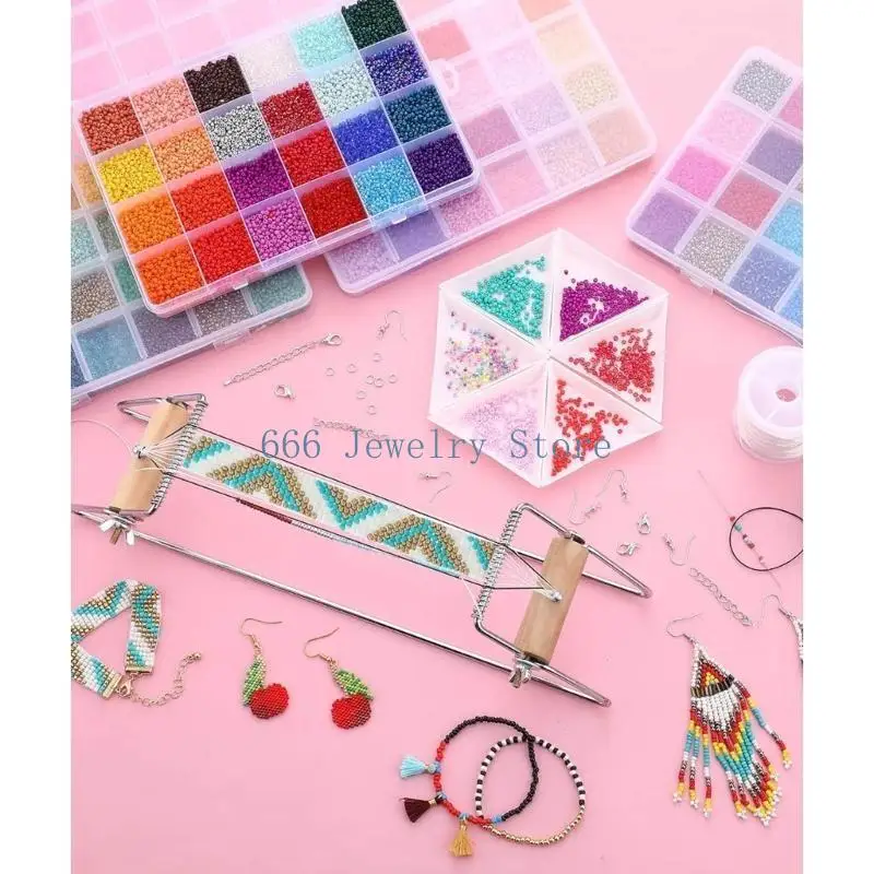 F2TD Beading Loom Jewelry Making Tool Bead Weaving Kit  Lightweight Knitting Machine for Creating Bracelets and Necklaces