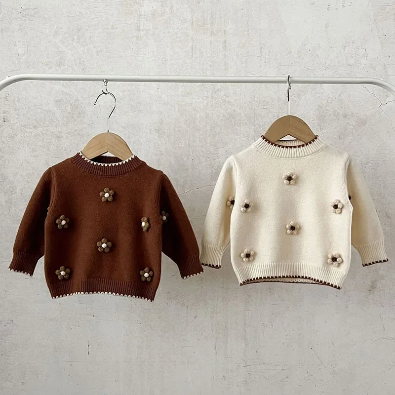 2024 New Autumn Newborn Baby Girls Sweater Toddler Baby Girl Knitting Pullover Tops Kids Sweater Children Knitted Clothes