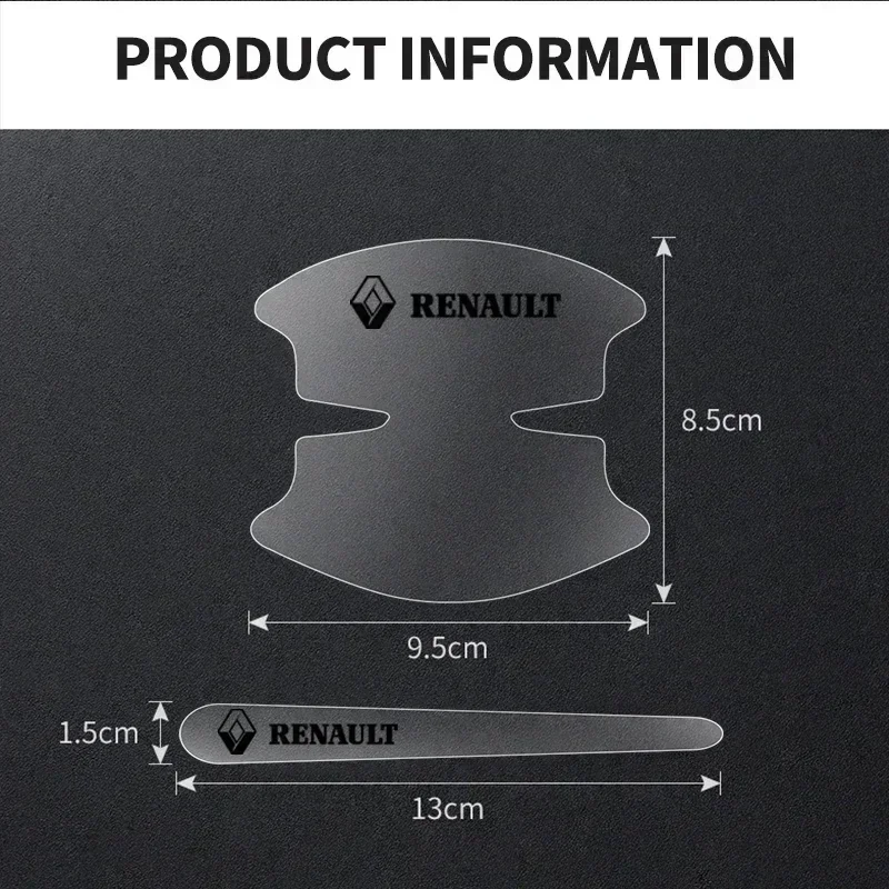 8Pcs Transparent Car Door Handle Bowl Decoration Badge Sticker For renault Koleos Kadjar Scenic Megane Sandero Grand Sill view 2