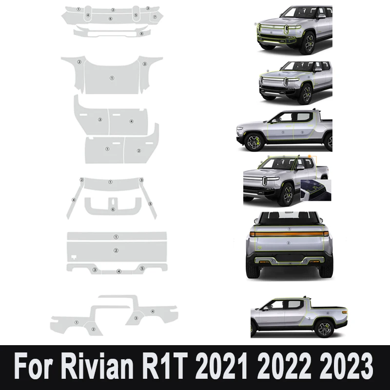 Pre-Cut Paint Protection Film Car Clear Kit Sticker PPF TPU Transparent Headlight Sticker Styling For Rivian R1T 2021 2022 2023