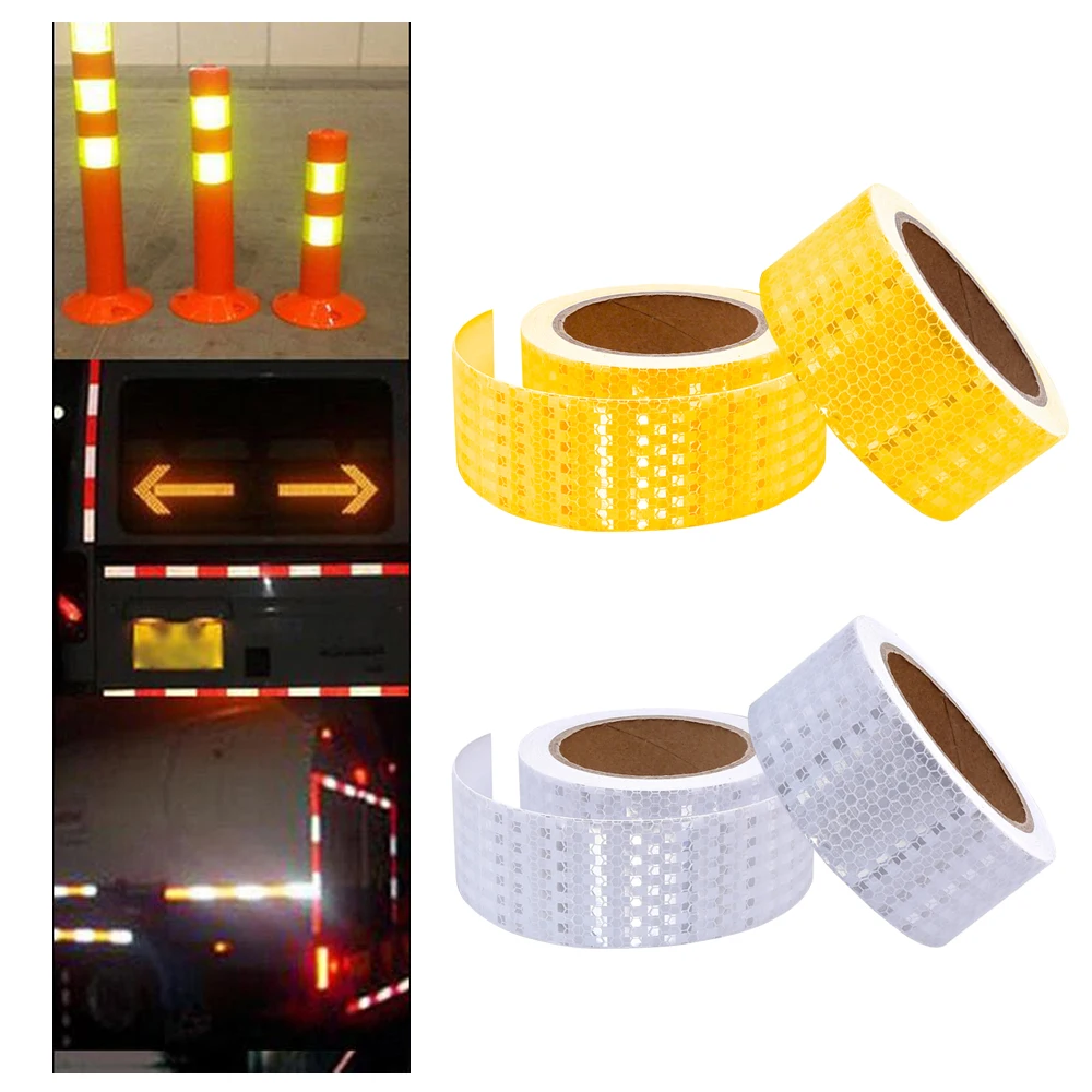 5CM*9M Reflective Tape PVC Car Safety Warning Sticker Reflector Protective Tape Strip Film Self-adhesive Auto Sticker Waterproof