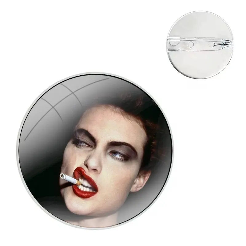 Glass Dome Brooches Shirt Lapel Bag Cute Badge Pins For Clothes Hat Accessories Sexy woman sexy lips