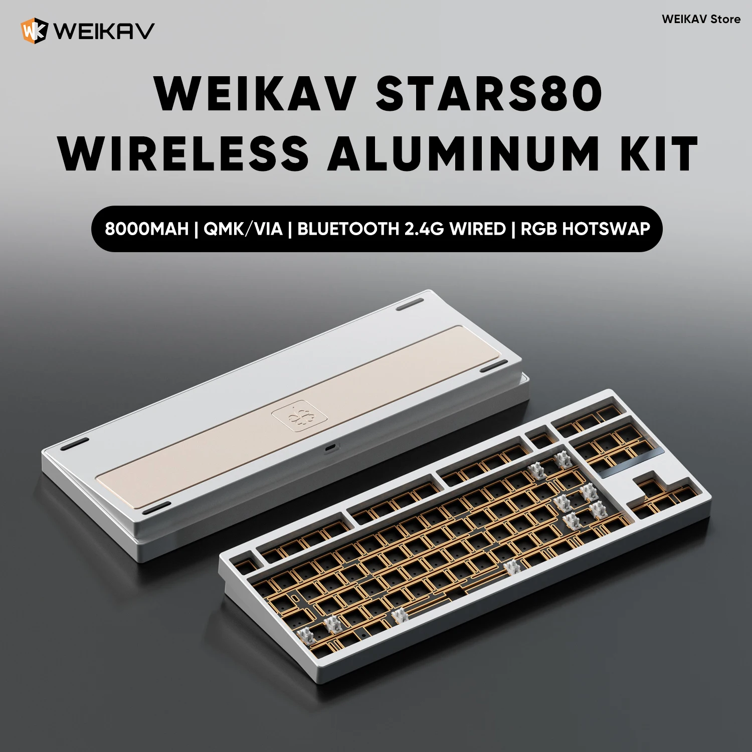 Original WEIKAV Stars80 Wireless Gaming Aluminium Mechanical Keyboard Kit 80% QMK/VIA Bluetooth RGB Wired Hotswap Gamer Keyboard