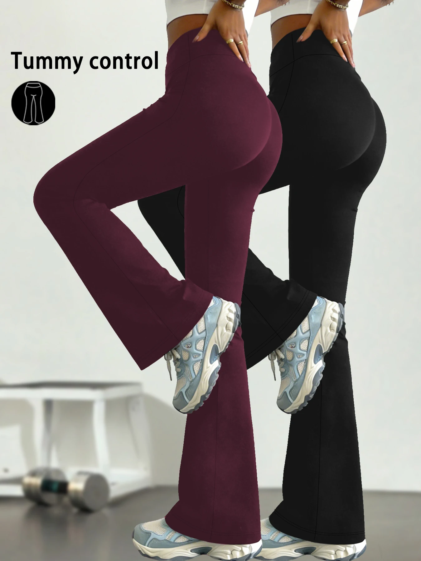 

2 pack Women's Super Soft Flare Pants High Waisted Tummy Control Workout Yoga Leggings Bell Bottoms