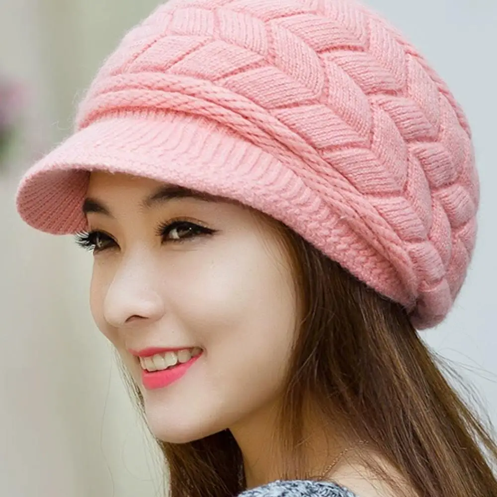 قبعة محبوكة شتوية دافئة للنساء من ريترو، والجري في الطقس البارد، والتخييم، والمشي، وقبعة تزلج عصرية مع قبعة شمسية #4