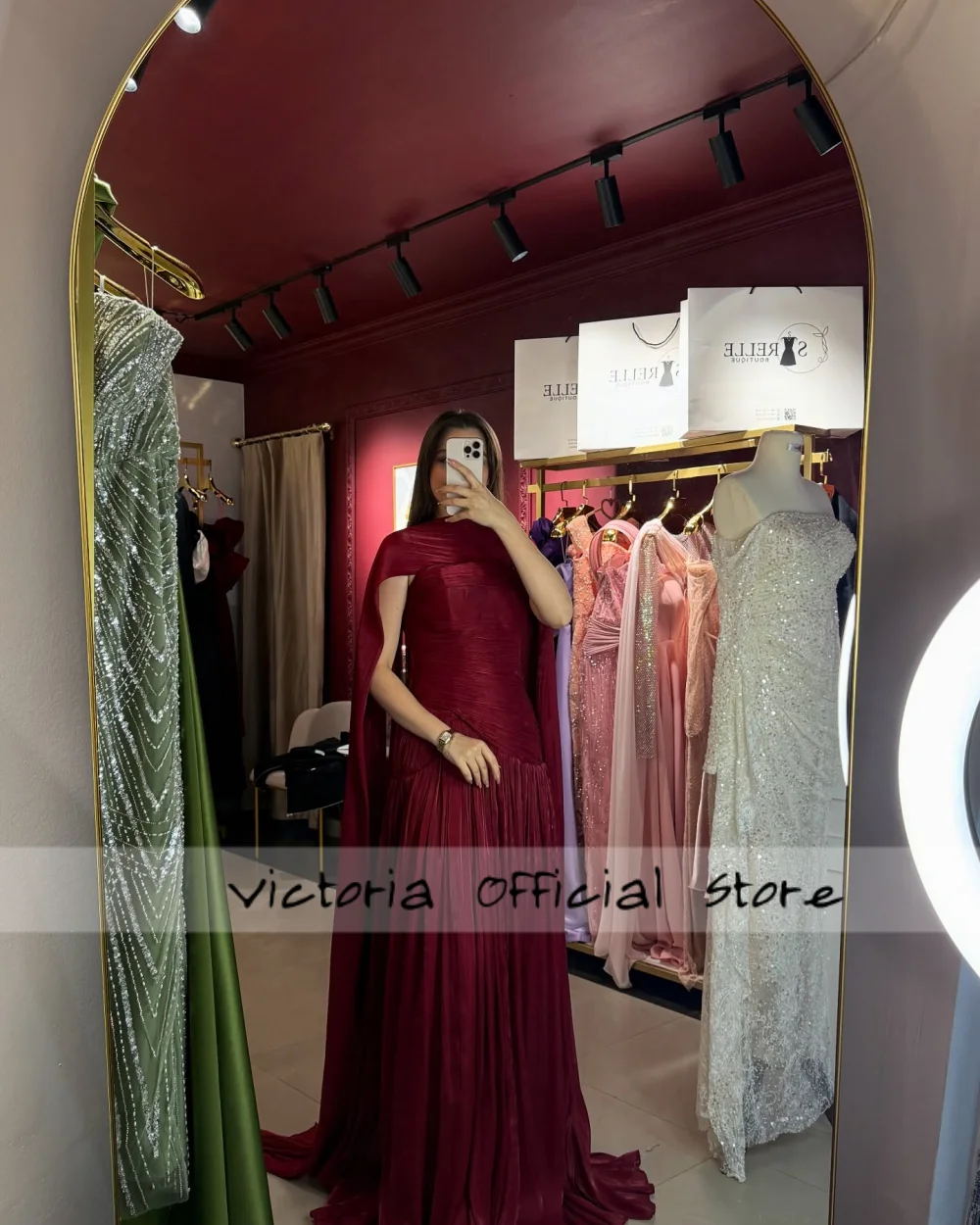 فساتين سهرة فاخرة بدون حمالات على شكل كيب أحمر فساتين حفلات الوهم المملكة العربية السعودية فستان حفلة موسيقية فستان مخصص #2