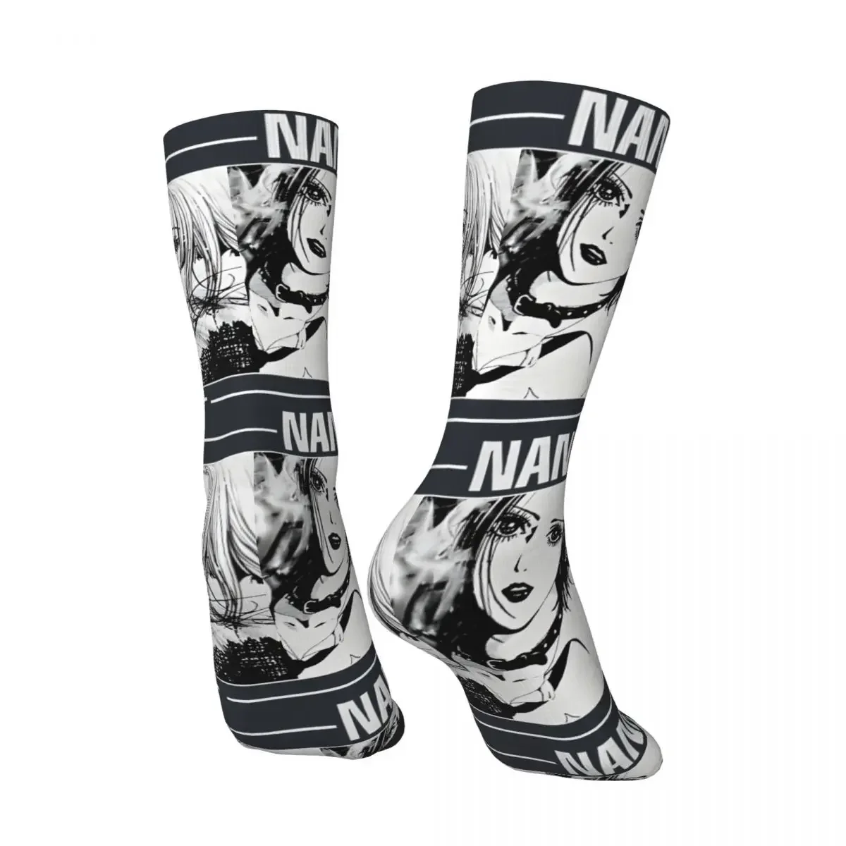 Funny Crazy compression Nana Anime Sketch Sock for Men Hip Hop Harajuku Black Stones Happy Printed Boys Crew Sock Novelty Gift