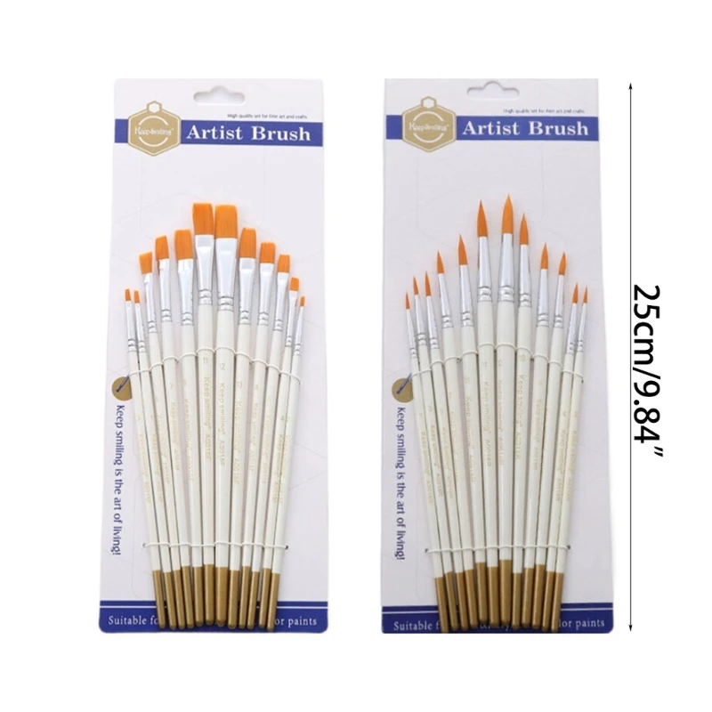 12 pezzi pennello per penna ad acquerello pennelli per capelli in Nylon pennello per pittura a olio per artisti per pennello artistico professionale fai da te
