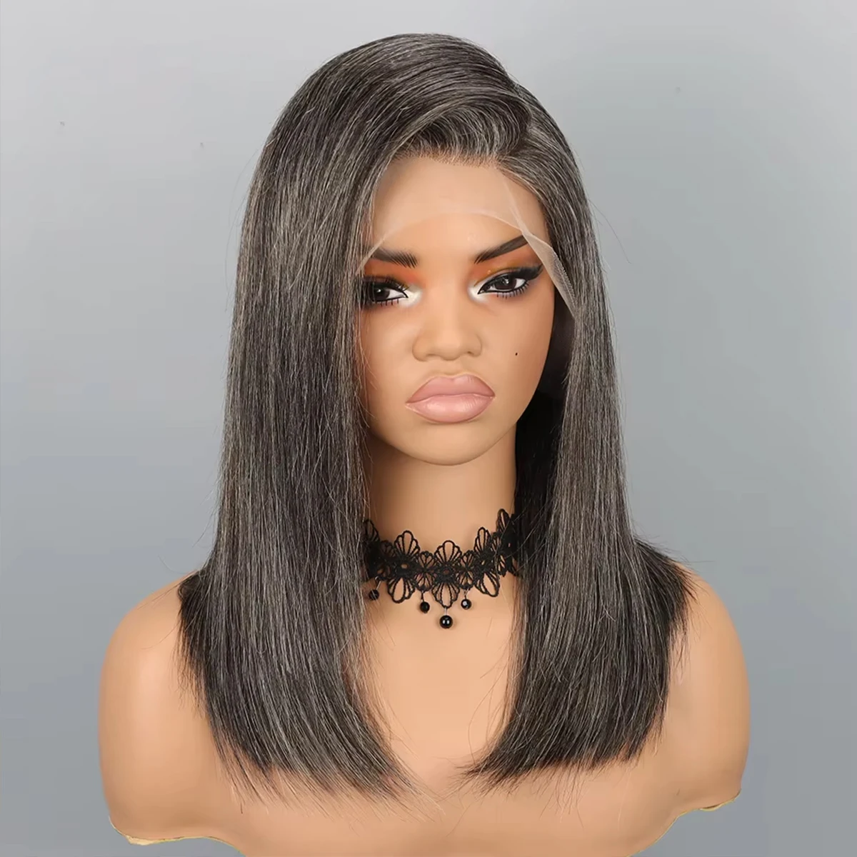 30 بوصة الملح والفلفل الملونة الباروكات شعر طبيعي مفرود 200 عالية الكثافة 13x4 الدانتيل الشفاف أمامي باروكة من شعر طبيعي للنساء