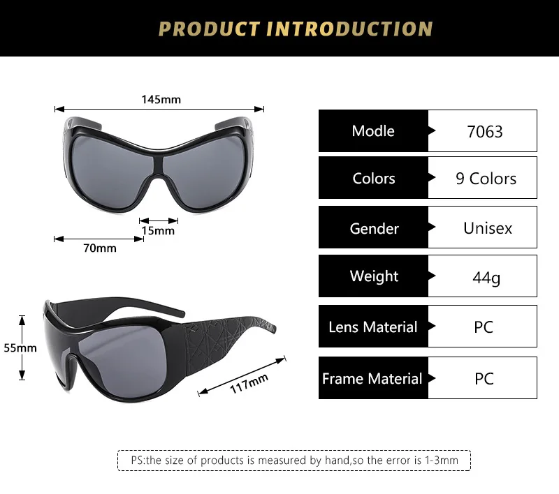 Vintage Square One Piece Shield Y2K Sonnenbrille für Frauen Neue Mode Rot Schwarz Farbverlauf Sexy Sonnenbrille Damen Oversize Shades – Detail 12