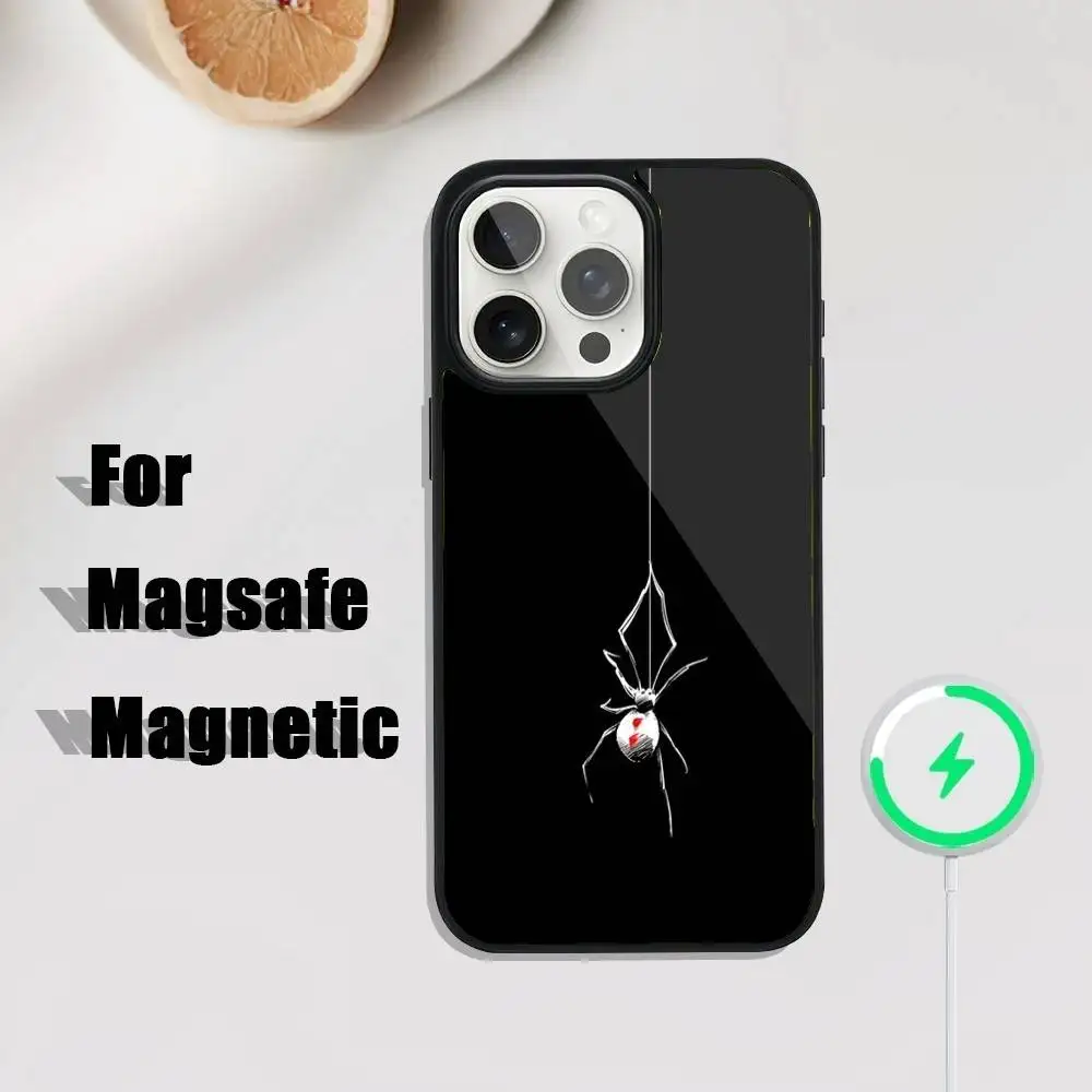 Coque de téléphone Black Widow Spider pour iPhone 17,16,15,14,13,12,11,Pro,Max,Plus,Mini,SE4,E, chargement sans fil magnétique Magsafe