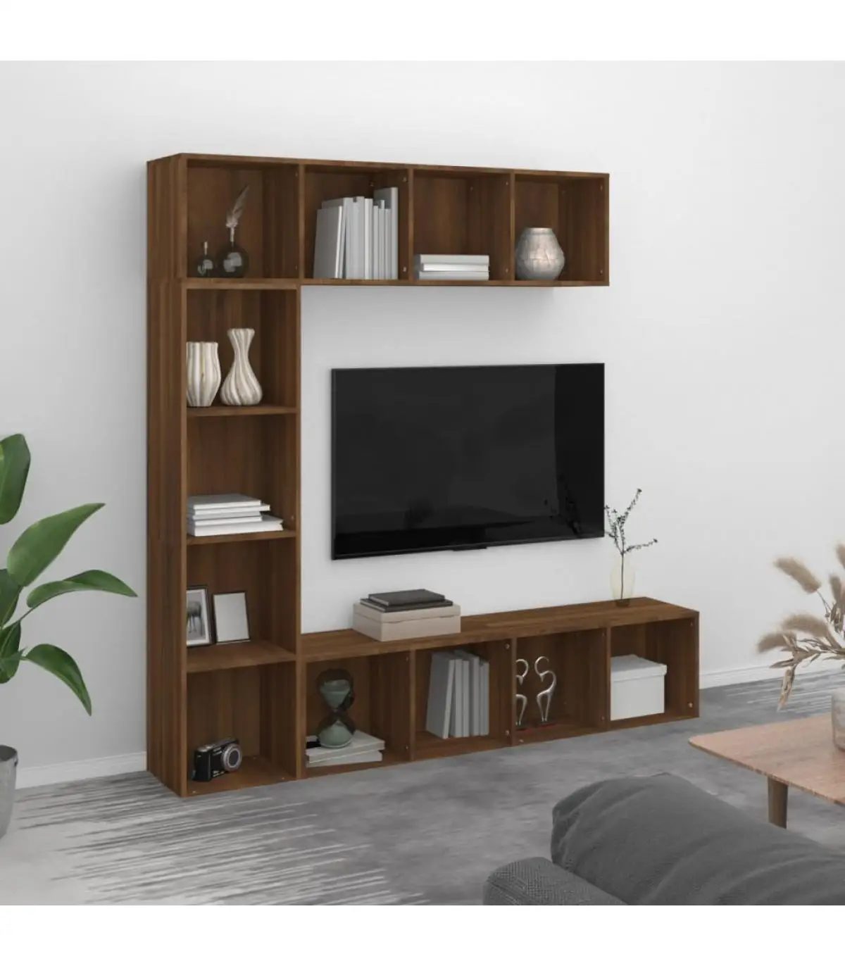 Bookcases and shelves shelf Set/furniture TV 3 PCs oak brown 180x30x180 cm