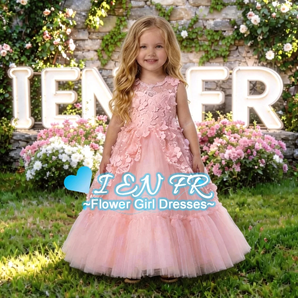 

Индивидуальное кружевное платье для девочки-цветочницы, розовое, в стиле принцессы, для дня рождения, праздника, свадьбы, первого причастия, торжественной вечеринки