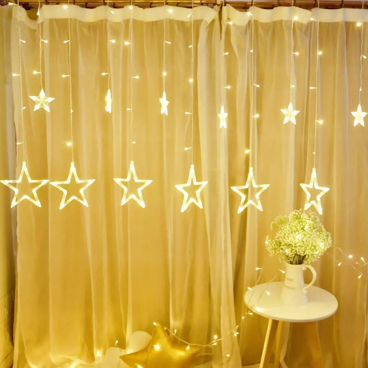 LED Twinkle Star Fairy String Lights Curtain Window Festival Party Wedding Decor