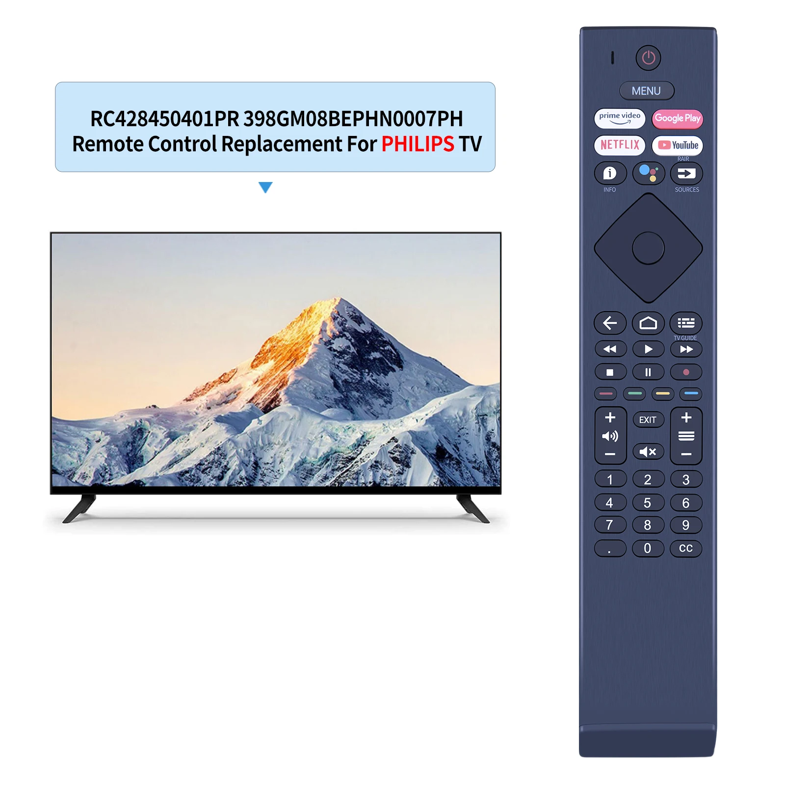 Controle remoto para smart tv, rc4284504/01pr, 398gm08befhn0007ph, para smart tv philips