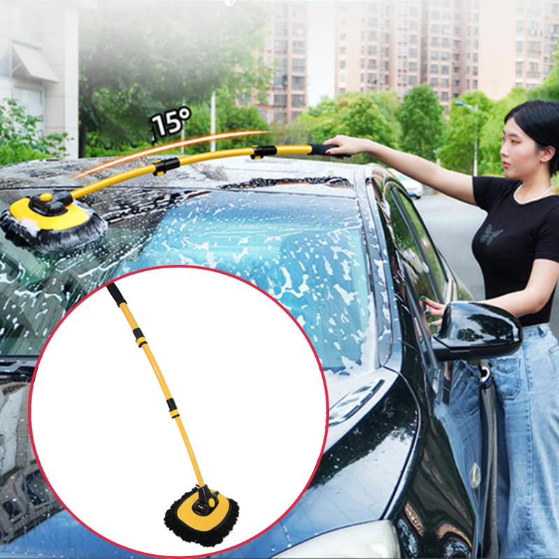 

New Car Cleaning Brush Super Absorbent Cars Wash Brush Telescoping Long Handle Mop Chenille Broom Auto Accessories