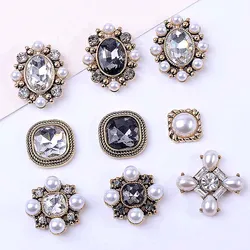 Vintage Alloy Rhinestone Flat Back Brooch Woven Garment Accessories Wedding Jewelry Accessories Button Bow Tie Hairpin Decor