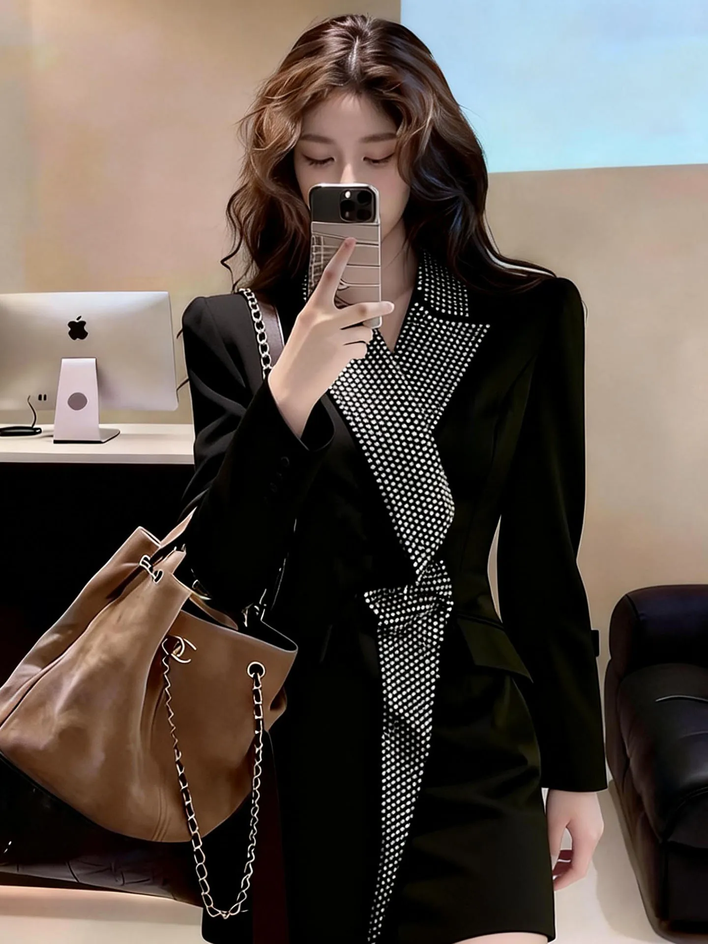 

Busin Casual Bla Suit Dr Ele Lady Atte Important Ocns Cold Tone Sle Commute Faion Polyester Fiber A-L...