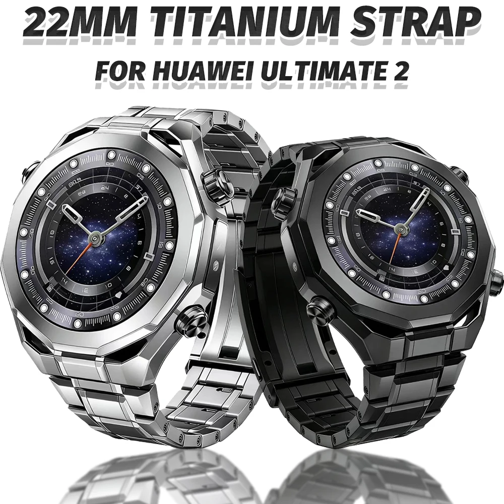 22MM Titanium Strap for HUAWEI WATCH Ultimate 2 Bracelet for Huawei Ultimate Promote Adjustment Buckle Men's Business Style Band