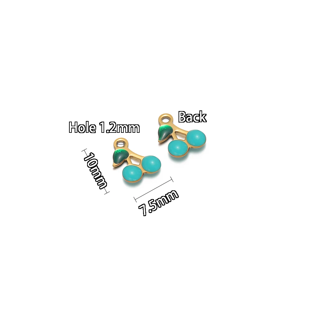 20 Stück Edelstahl-Emaille-Anhänger in Kirschform für DIY-Schmuckherstellung für Mädchen, Halsketten, Damenanhänger, Armbänder und Ohrringe – Detail 3