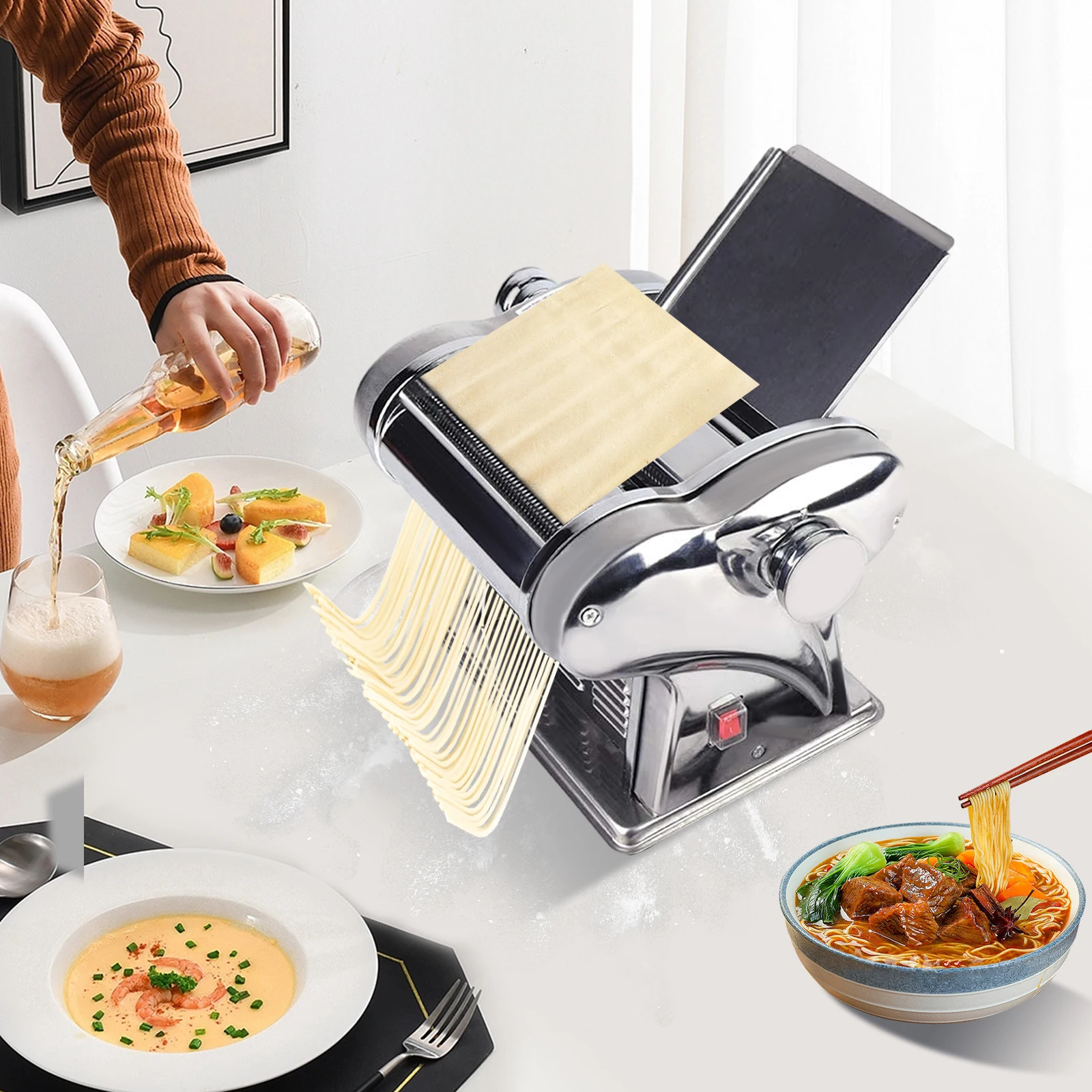 

Electric Automatic Noodle Machine Pasta Press Dumpling Skin Maker Machine