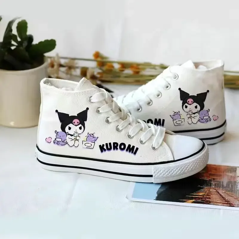 Kawaii Sanrio Kuromi mały diabeł wysokie buty płócienne JK miękkie dziewczyny Cute Cartoon studenckie trampki damskie buty Lolita buty