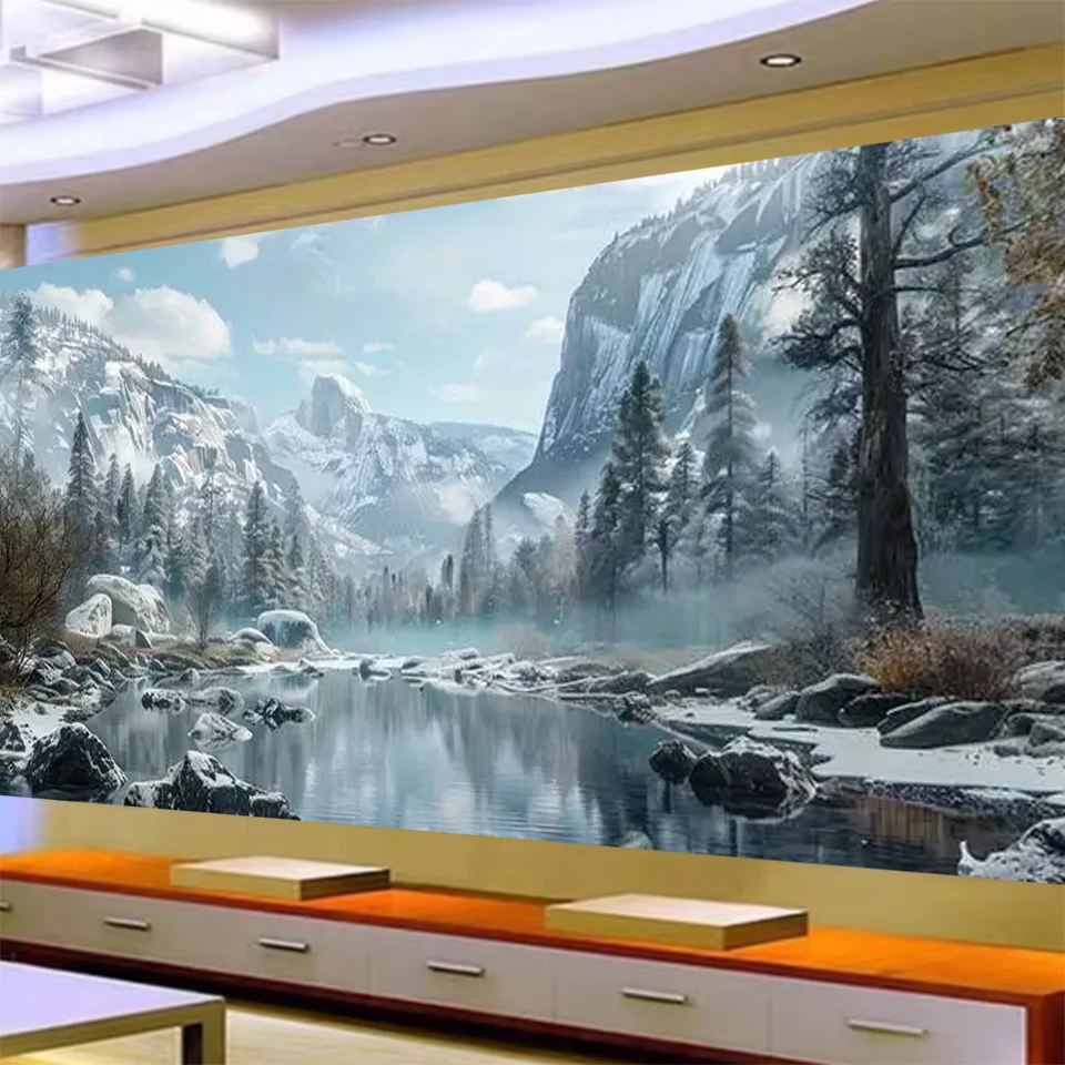 

Foggy Snow Mountain Landscape Diamond Painting Diy Jewelry Cross Stitch Full Diamond Mosaic Art Large 200x100cm Home Decor
