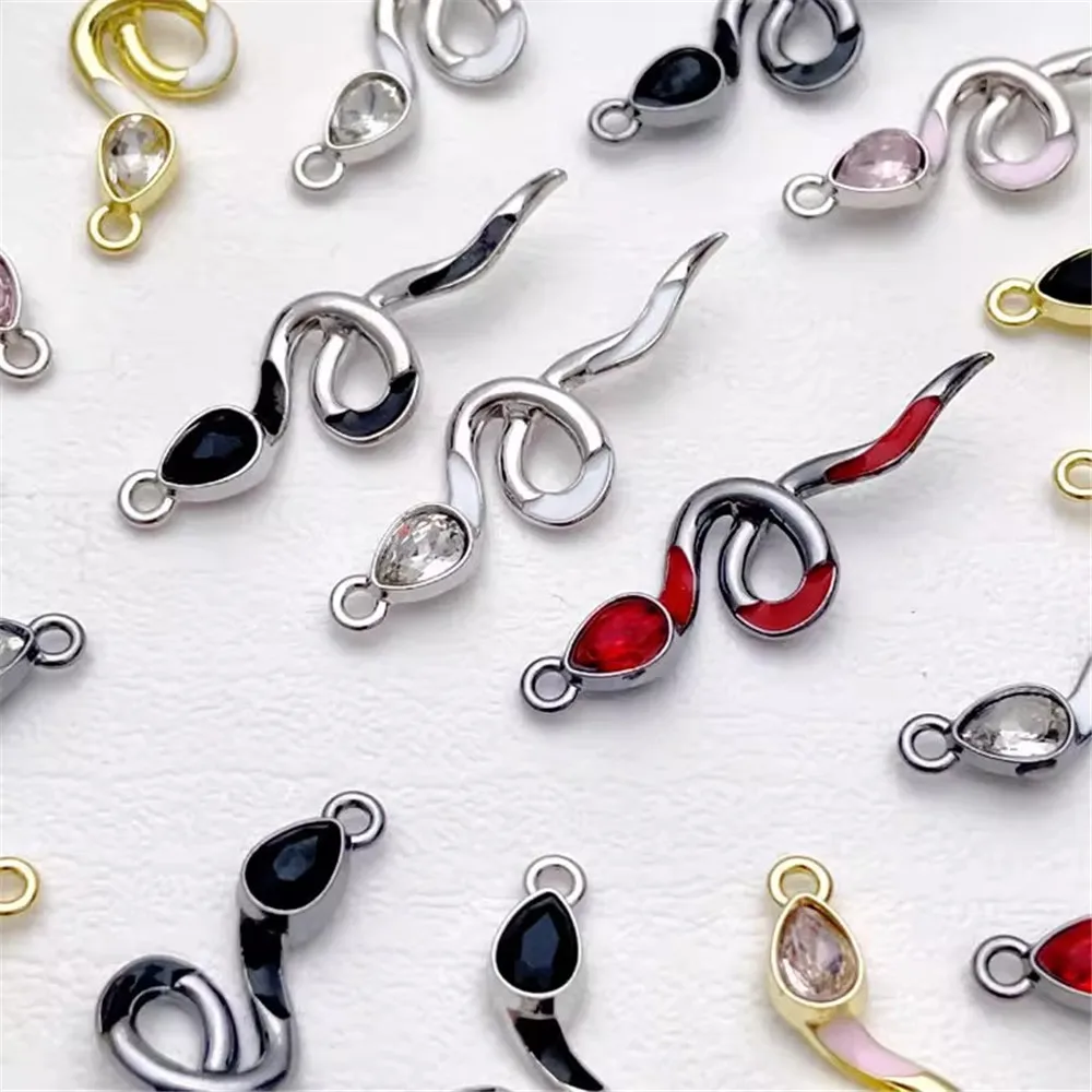 

New Year Zodiac Year Streamlined Diamond-encrusted Snake Pendant Oil-dripping Cartoon DIY Necklace Bracelet Accessory
