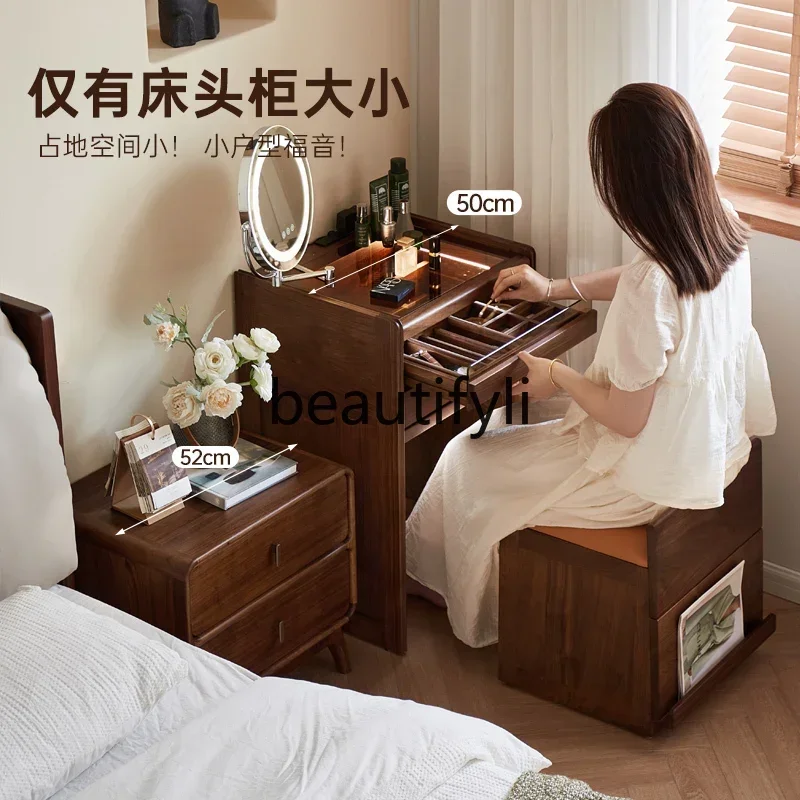 

yj9 Dresser bedside table integrated solid wood bedroom makeup table small storage cabinet