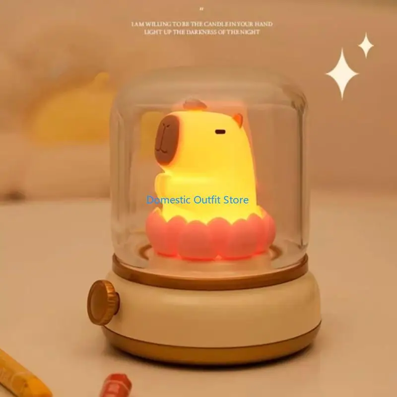 

Capybara Figurine Vintage Kerosene Night Light Soft LED Dimmable Bedside Night Lamp for Kids Bedroom Decoration Ornament 68TC