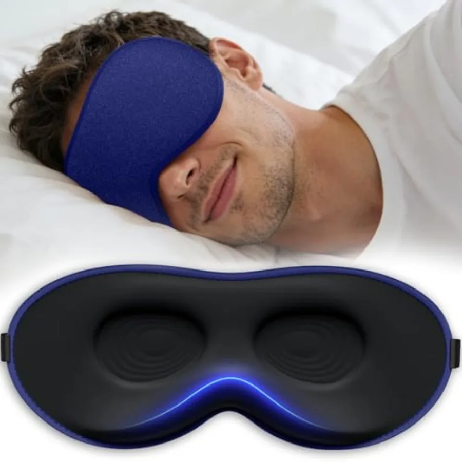 

Sleep Mask for Men Women - Eye Masks for Side Sleepers, 3D Contoured Night Blindfold 100% Blockout Pressure-Free, Soft Lightwei