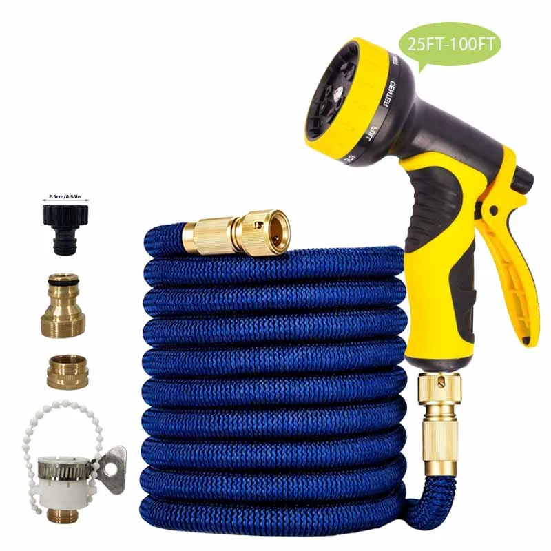 

Водяной пистолет с насадкой для мойки автомобилей высокого давления - выдвижной садовый шланг, инструмент для ежедневного полива и очистки домашнего сада 25–200 футов