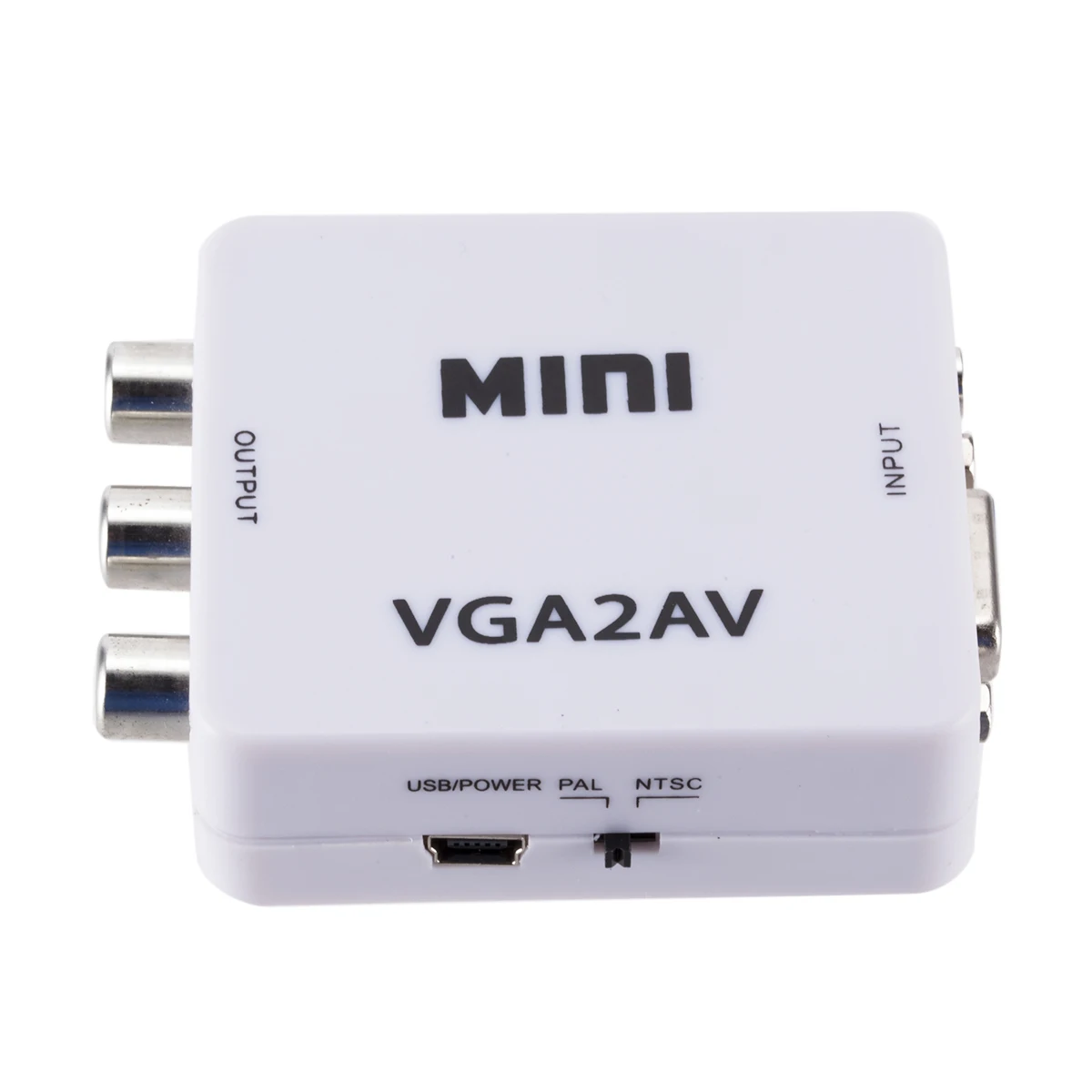 1080P VGA To CVBS AV Composite 3RCA Converter Adapter Mini Video Box 3.5mm Audio Input USB Power for Desktop Laptop PC To TV