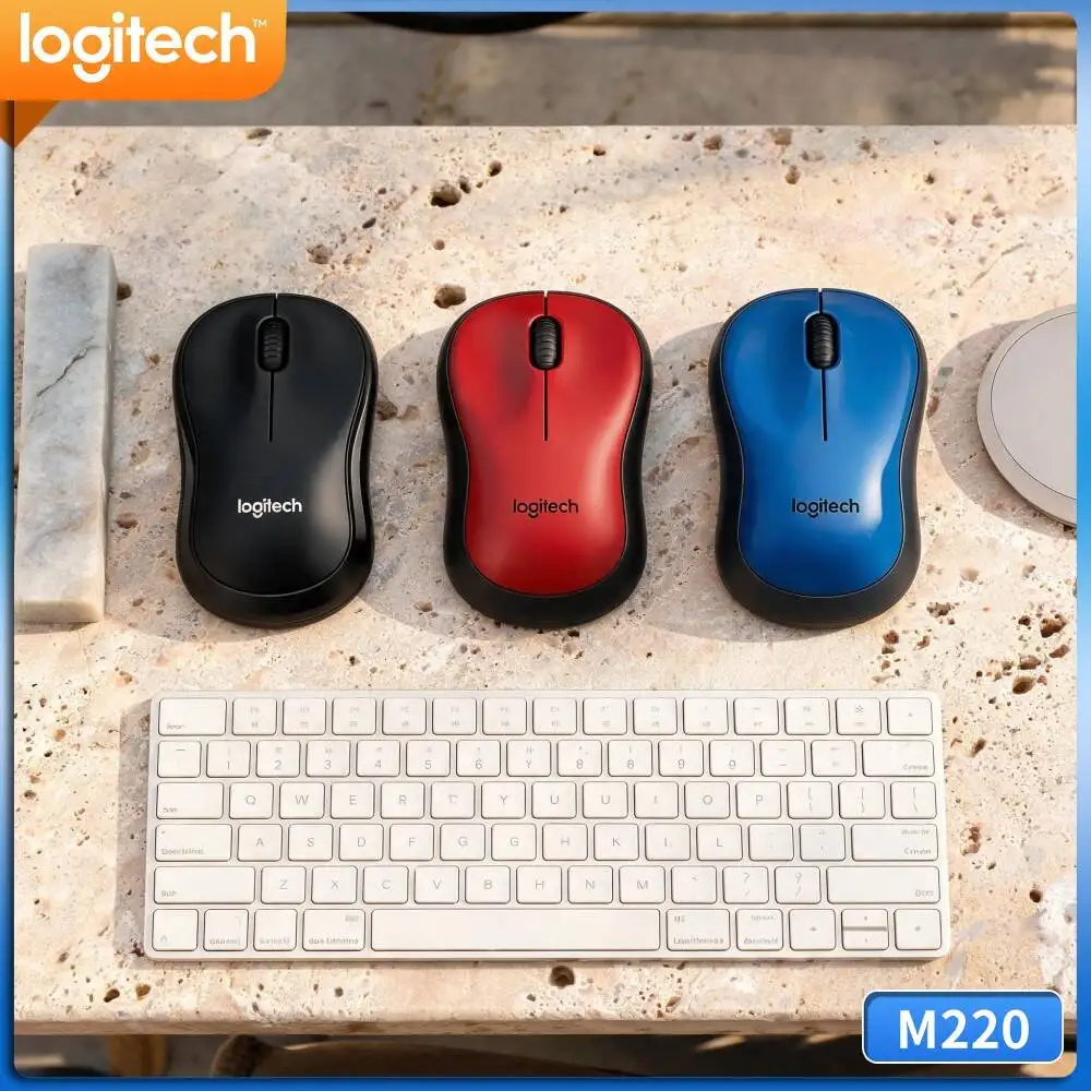 Logitech M220 Silent Click Mouse Plug‑And‑Play Nano Receiver Ambidextrous Grip For Windows Macos Laptop Desktop PC