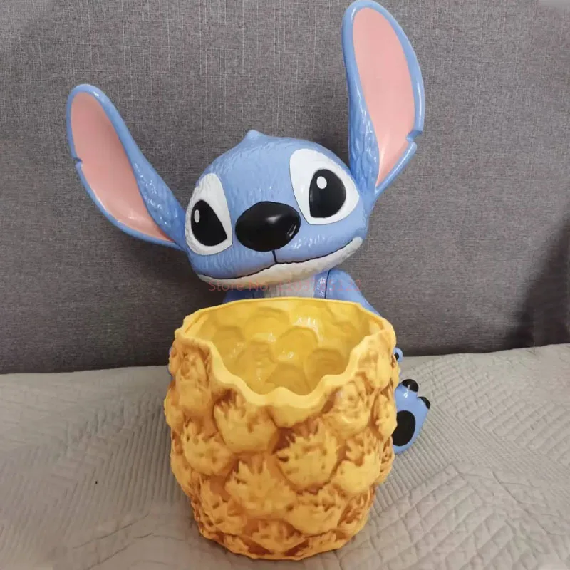 Cartoon Anime Stitch Doll Handheld Popcorn Bucket Ornament Cute Animation Collectible Toy Gift Action Figure Model
