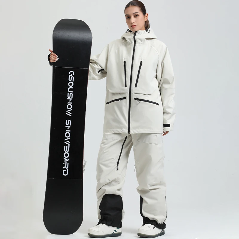 Giacca invernale calda con cappuccio Pantaloni Tute da neve da donna Sport all'aria aperta Mountain Man Set da sci Costumi da snowboard maschili impermeabili Abbigliamento