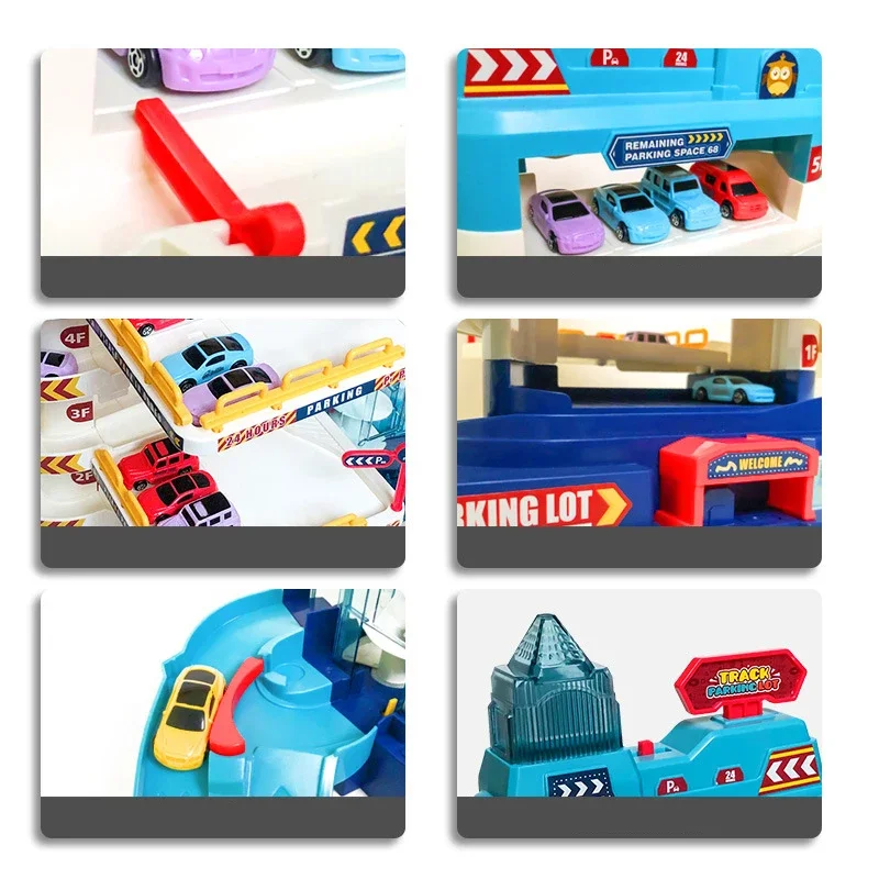 Electric Lifting Rail Car Parking Lot Track Car Racing Car Funny Toys Adventure Game Interactive Train Educational Toys Gifts