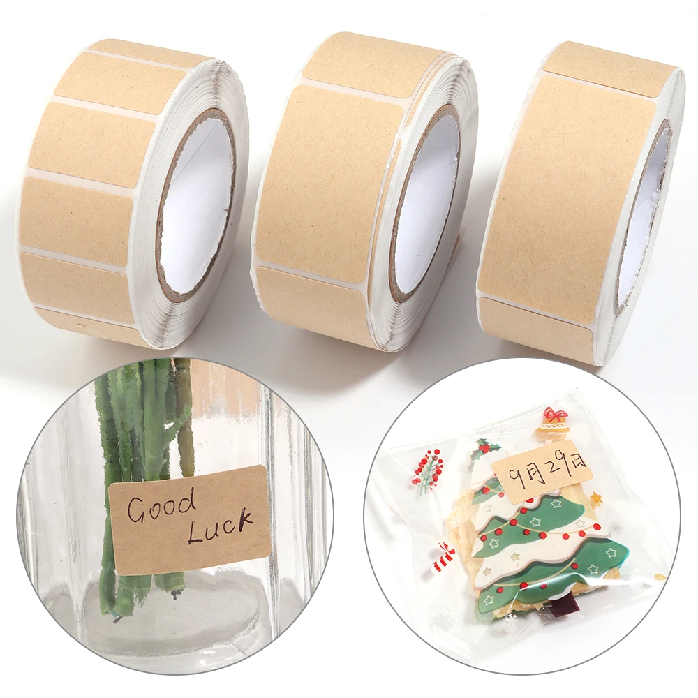 260-800pcs Kraft Paper Stickers Self-adhesive Stickers Blank Handwritten Classification Price Labels For Gift Jewelry Packaging