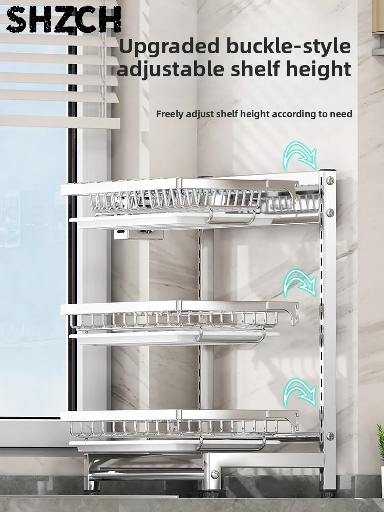 Thiened Multi-Layer 304 Stainl Steel Kitchen Storage Ra Diware Draining Elf Utensil Multi-Functional Home Use