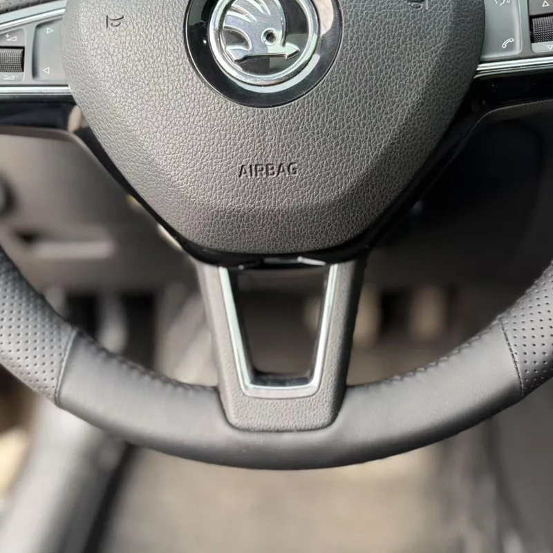 Black Leather Car Steering Wheel Cover for Skoda Fabia Citigo Karoq Rapid Kodiaq Scala Octavia Roomster Superb Yeti 2013-2019 view 3